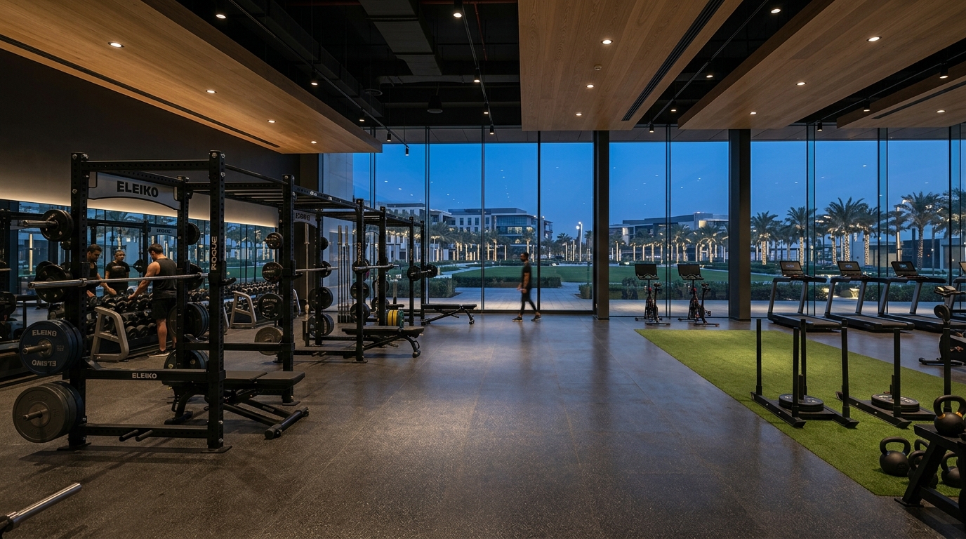 Creative Park fitness space at night